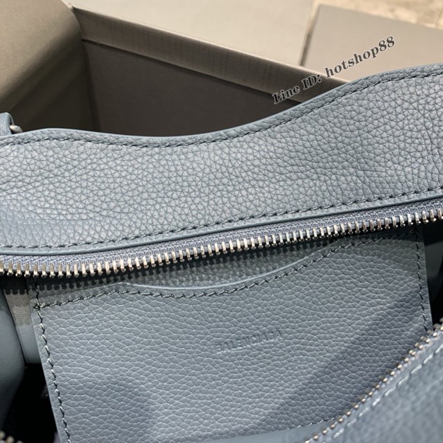 Balenciaga專櫃爆款荔枝紋霧霾藍色手袋手提包 638512 巴黎世家小號Neo Classic機車包 fyj1443